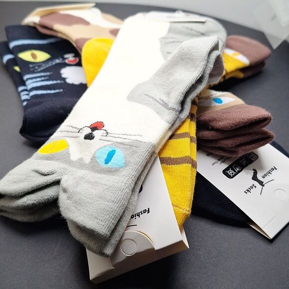 Cat Patterned Socks Set - Multicolor - Picture 4 of 6